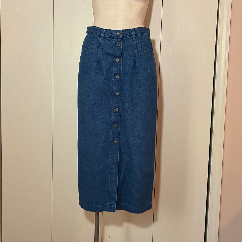 Lee Denim Maxi Skirt - SIZE 6 Long - Vintage 1980s